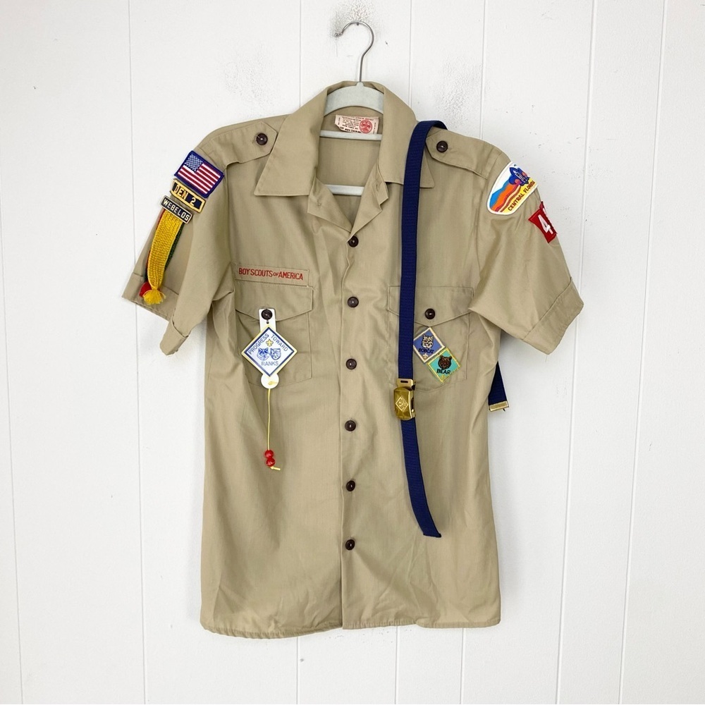 Vintage Boy Scouts of America‎ FL Men’s Uniform Shirt USA Made Size Small & Belt